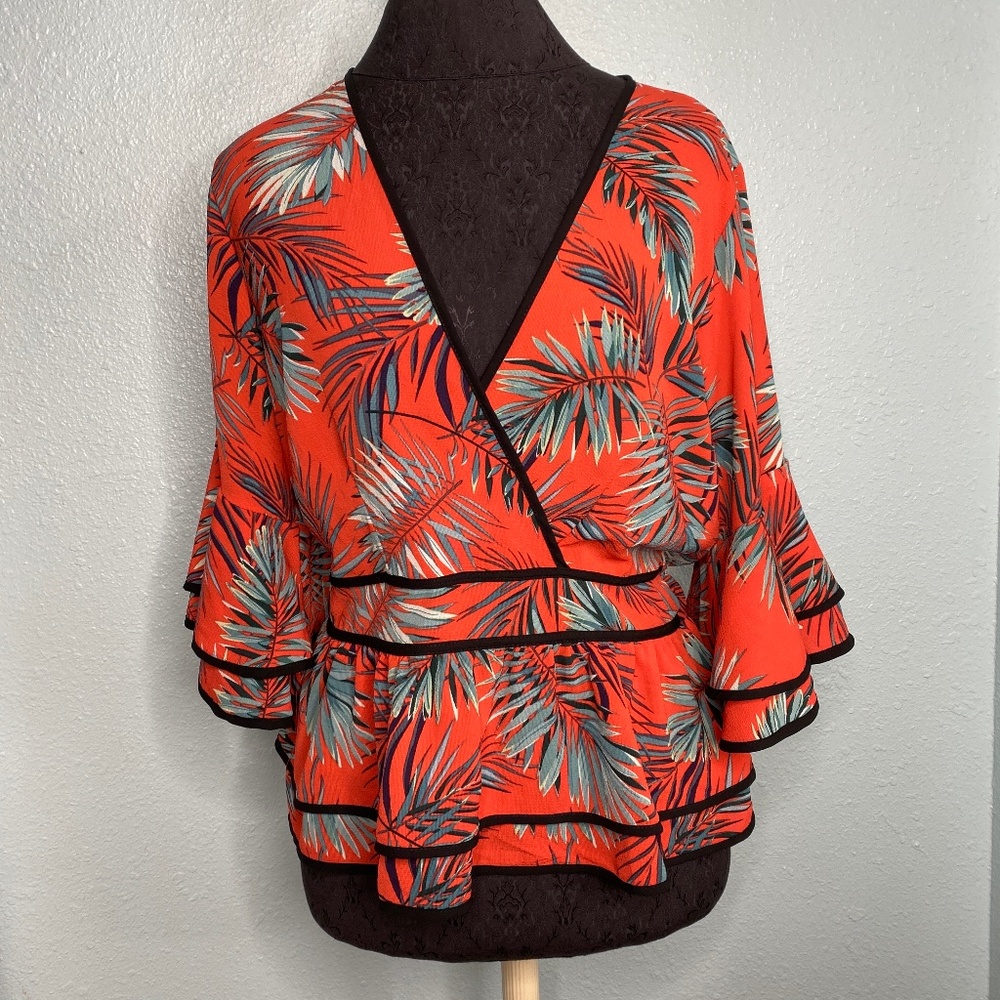 Day G Orange Tropical Blouse